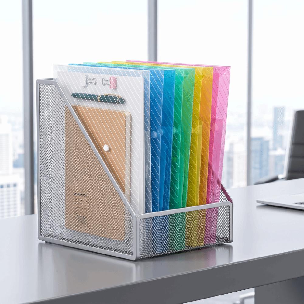 20 pcs Clear Plastic A4 File Folders Multi Color Exam Paper Storage Bag School Supplies