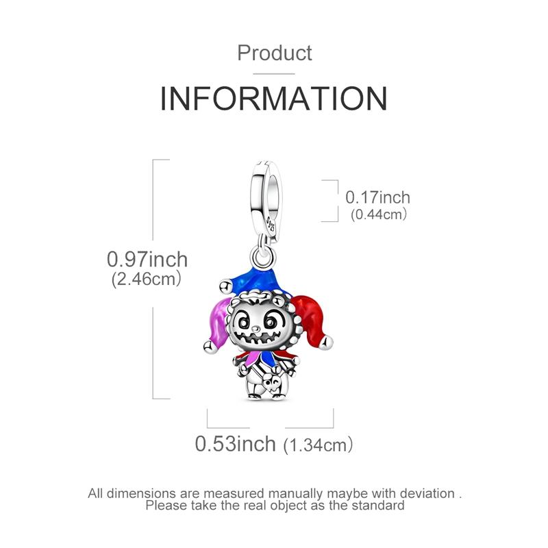 925 Silver Colorful Charms Beads Pumpkin Carriage Windmill Clown Dangle Bracelet Women Jewelry DIY Gift