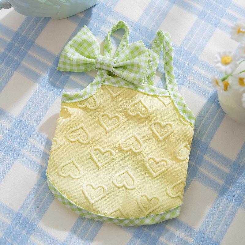 Bow Love Relief Texture Suspender Small Dog Cat Summer Sleeveless Vest Pet Dog Dog Clothes