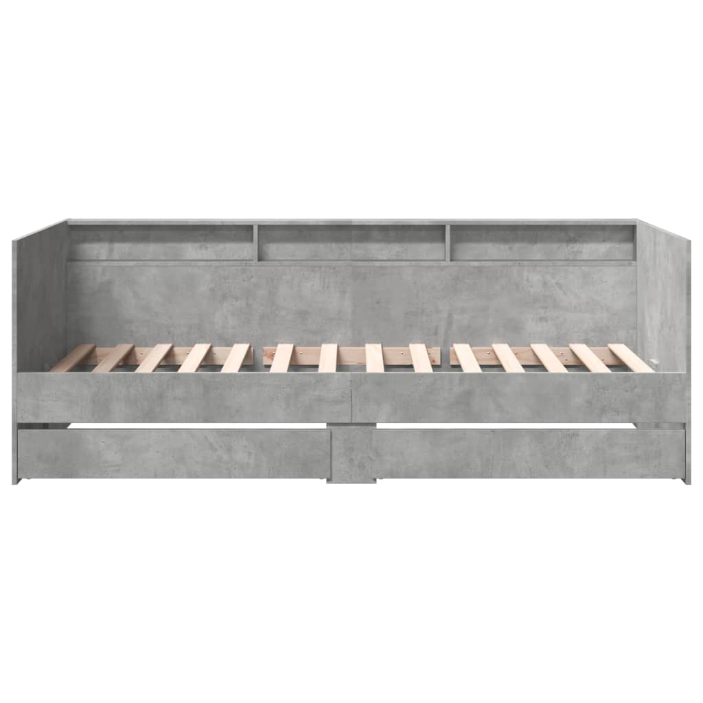 Daybed with Drawers (Without Mattress) Concrete Grey 75 x 190 cm