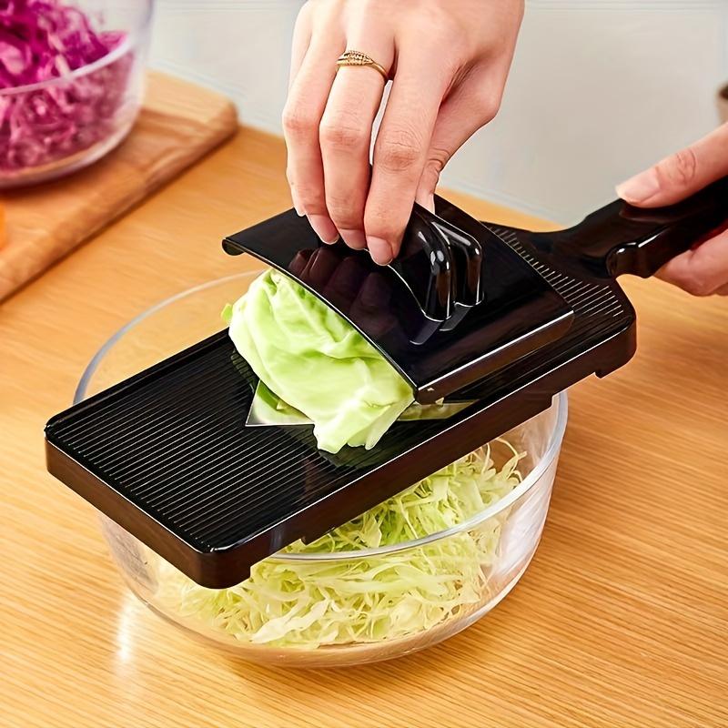 Manual Plastic Vegetable Slicer Shredder & Grater with Ergonomic Handle - Heavy-Duty Cabbage Cutter for Coleslaw, Slicing Greens, Potatoes, Carrots