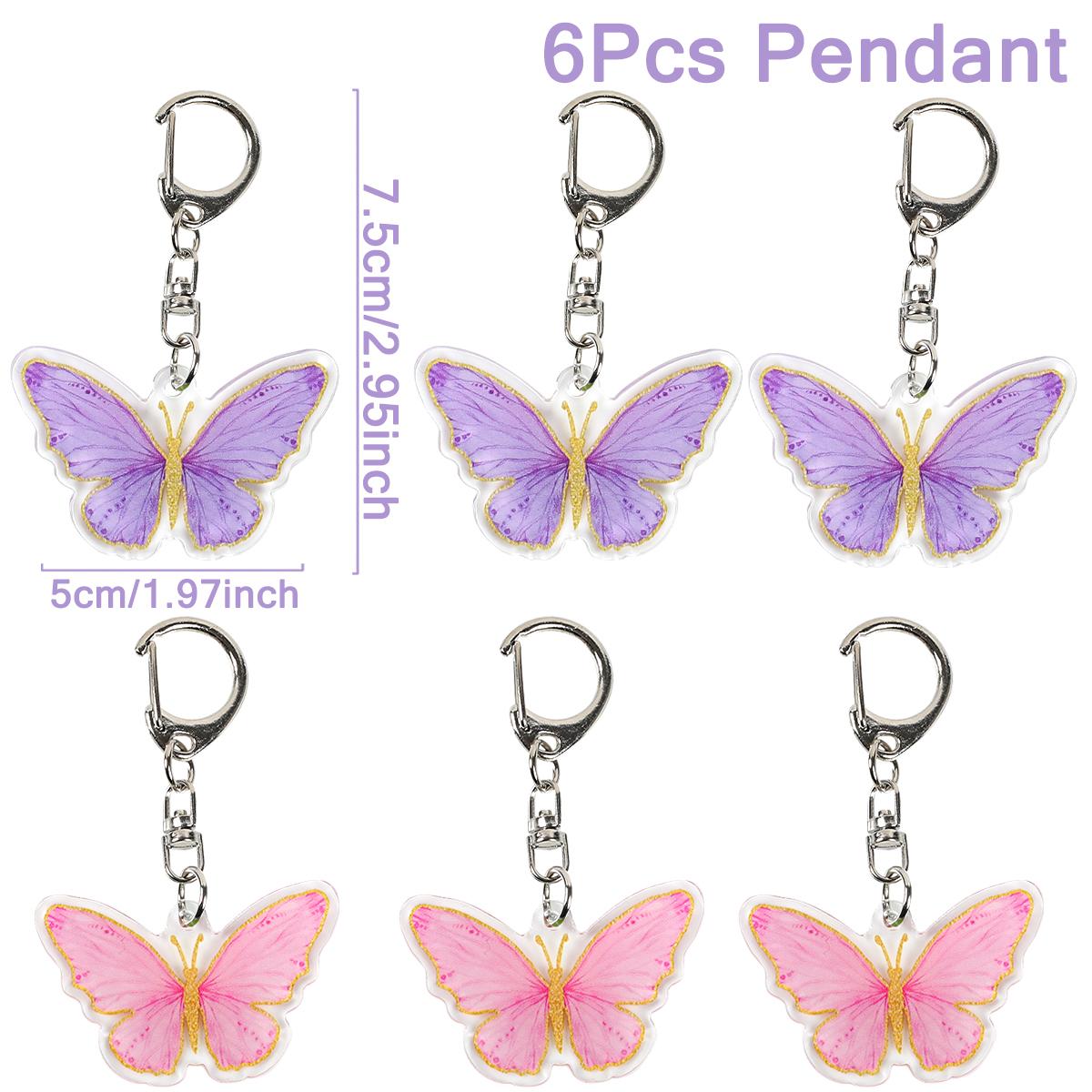 

6pcs Butterfly Keychains Butterfly Theme Keychains Birthday Party Decoration Kids Wedding PartySupplies Baby Shower Gifts Decor