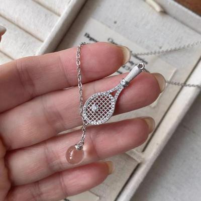 Tennismädchen Kristallschläger Halskette: High-End Old Money Stil Choker für Damen