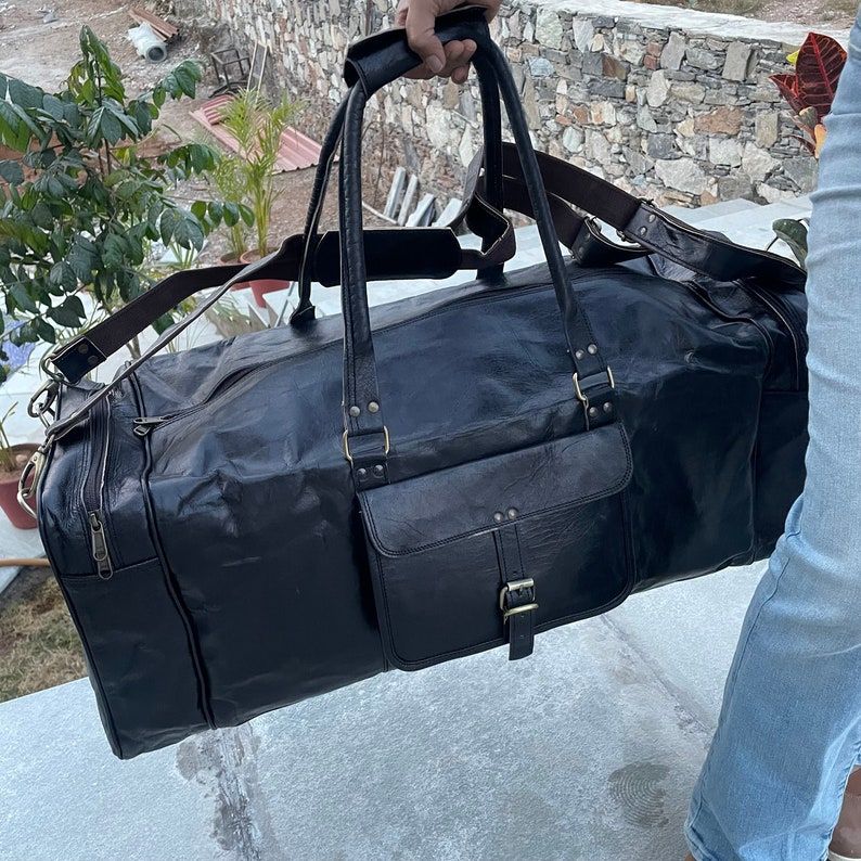 Genuine Leather Duffel Bag, Handmade Personalized Large Travel Bag,  Duffle Bags, Men Weekender Leather Bags Gifts