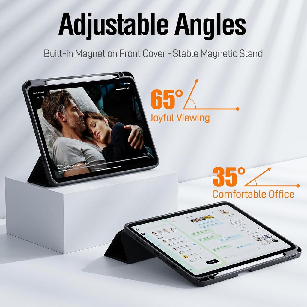 Pencil Case for iPad Air Pro 10.9 11 12.9 13 M2 M3 M4 M5 8th 9th 10th 11th Generation, Magnetic Flip Smart Cover