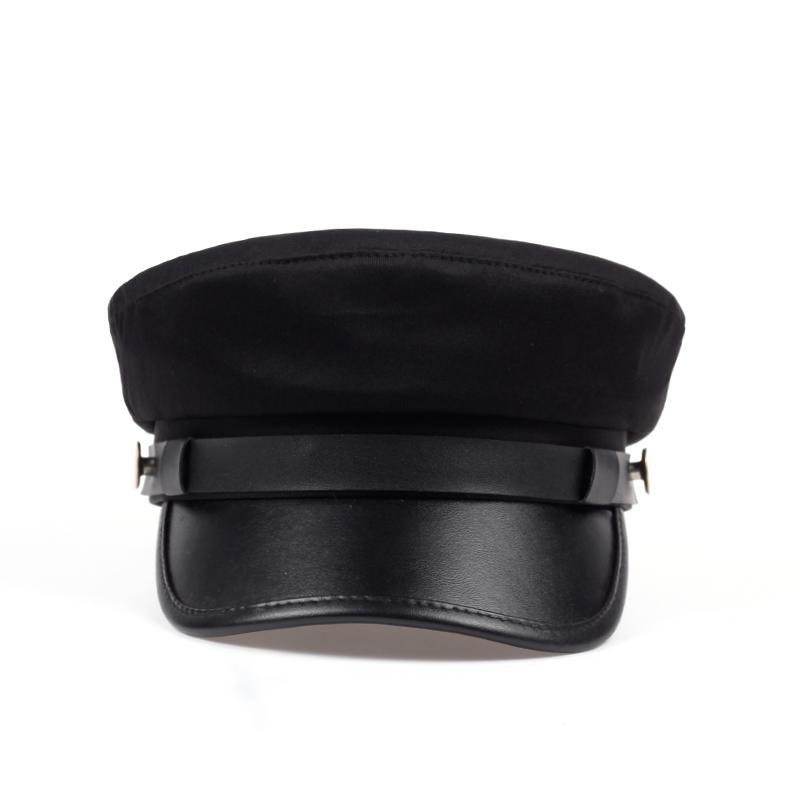 Unisex Leather Eaves Military Hats Flat Top Baseball Caps for Women Outdoor Sports Cadet Sunscreen Hat Cap