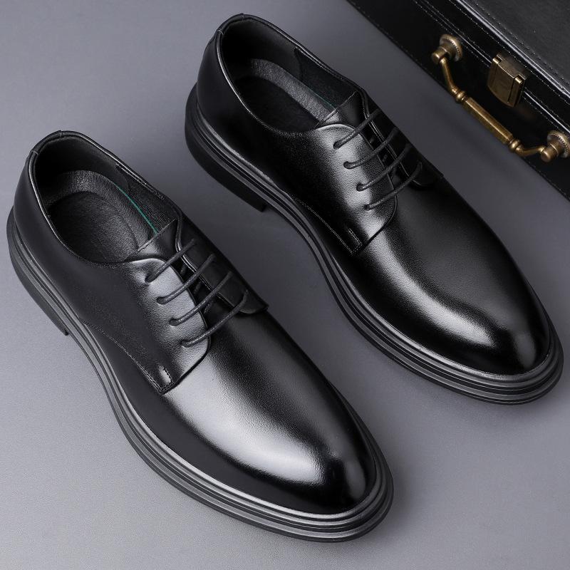 

Низкие туфли из натуральной кожи в наличии, туфли с внутренней частью, увеличивающие рост, мужские туфли из натуральной кожи, обработка для внешней торговли 38 чёрный