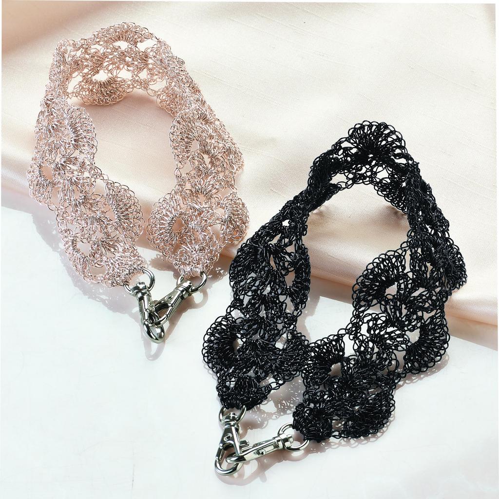 Takagi Fiber Panami Knitting Knit Hand Strap with Metallic Free Cord Bright Kit (Pink Gold) FC-9