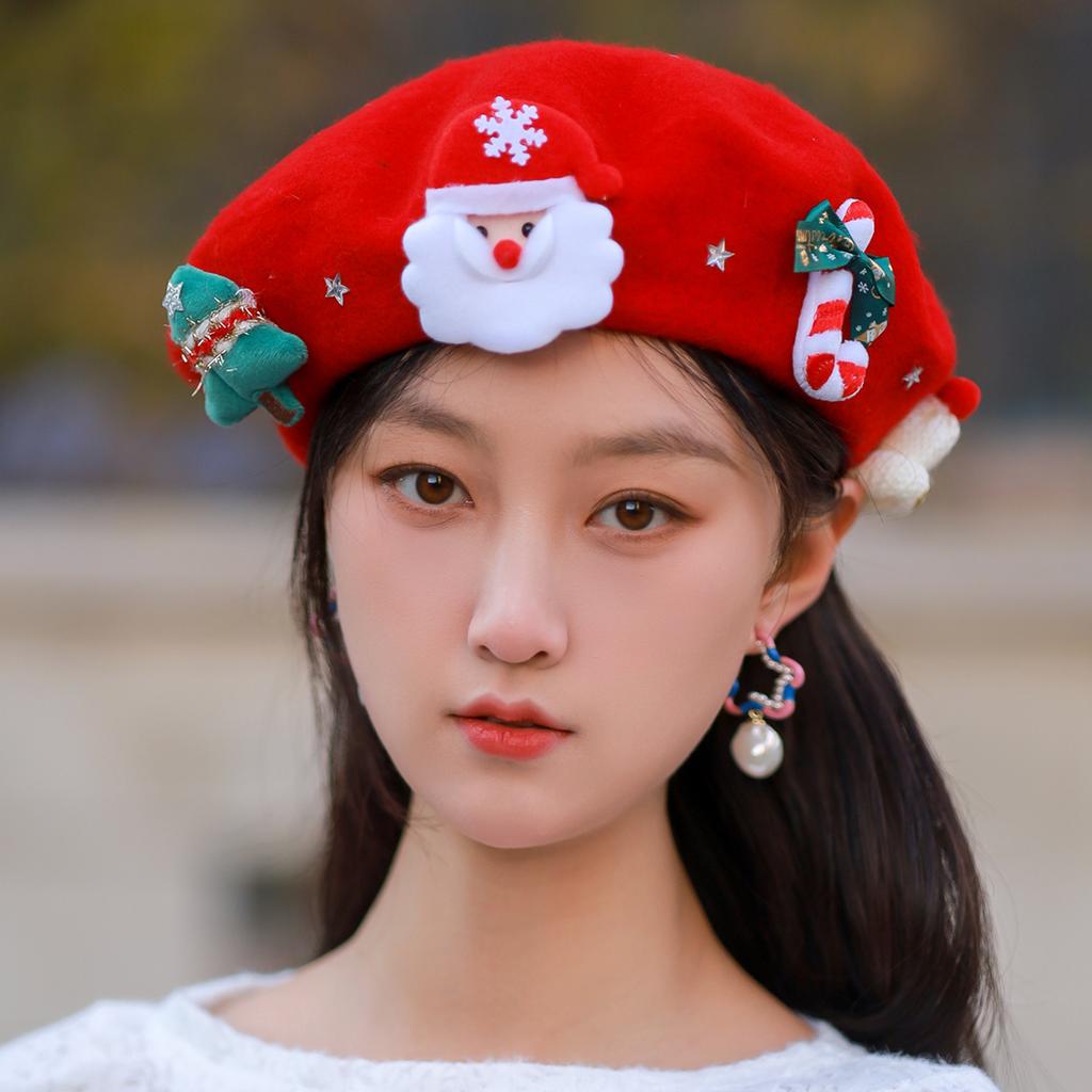 Christmas Element Red Woolen Beret