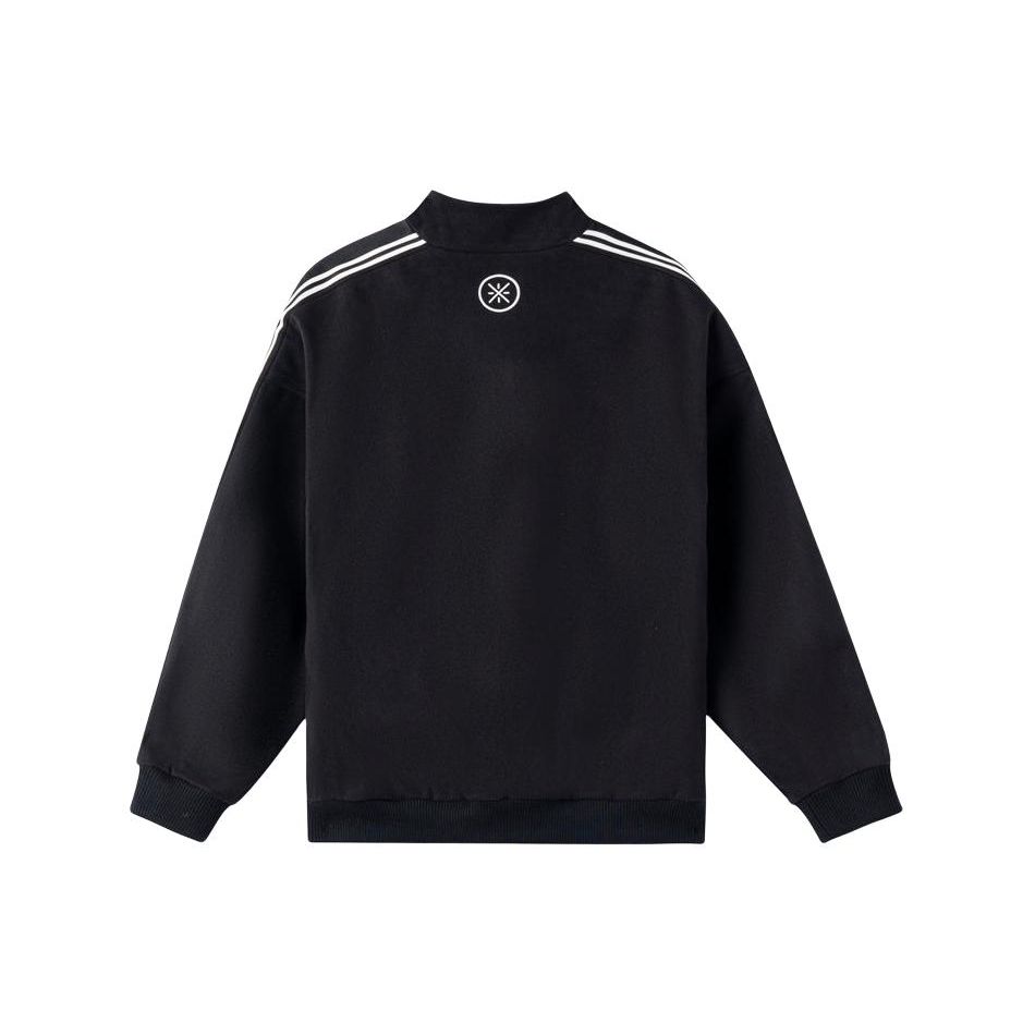 Li Ning Wade Series Striped Letter Print Stand Collar Loose Jacket Men Jacket Black AFDU007-1