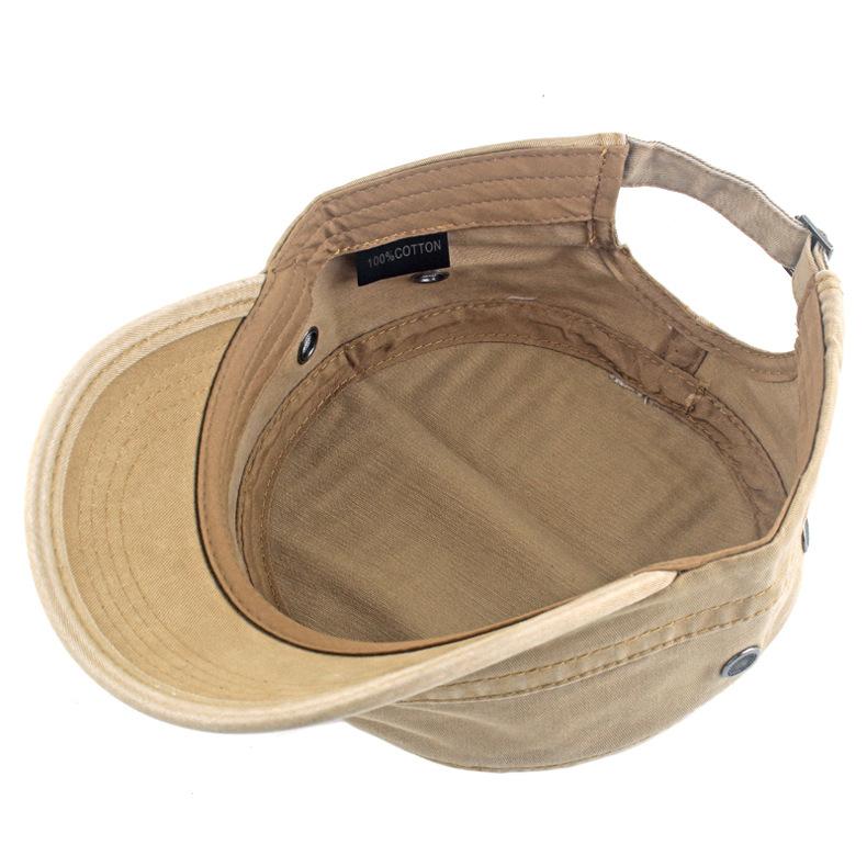 Cotton Flat Top Military Cap Men Outdoor Sun Hat Captain Cap Trucker Cap