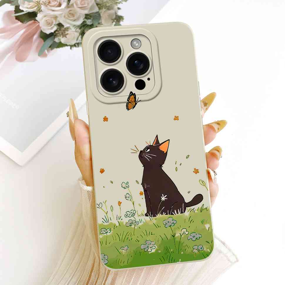 For iPhone 16 Pro 6.3" A3293 A3083 Case Cartoon Simplicity Soft Silicone Back Cover For iPhone 16 PRO A3292 A3294 Phone Cases