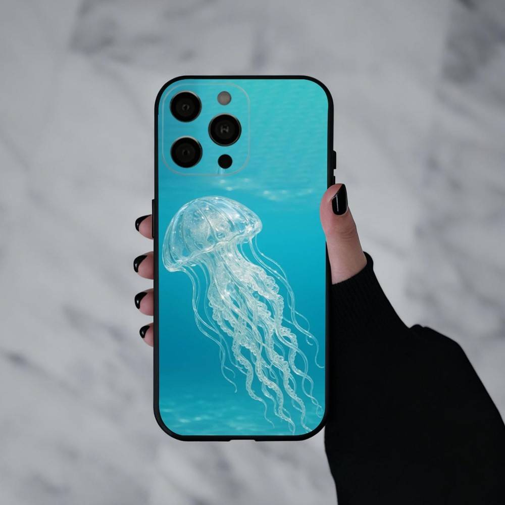 Pink Jellyfish Tear Phone Case For iPhone 17pro, 16,15,14,13,12,11 X XR Plus,Others Soft Black Cover