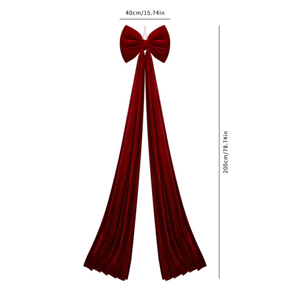 Arge Red Velvets Xmas Bows Holiday Decor Xmas Tree Toppers Ribbons Solid-Color Elegant Festive Charm For Christmas Atmosphere