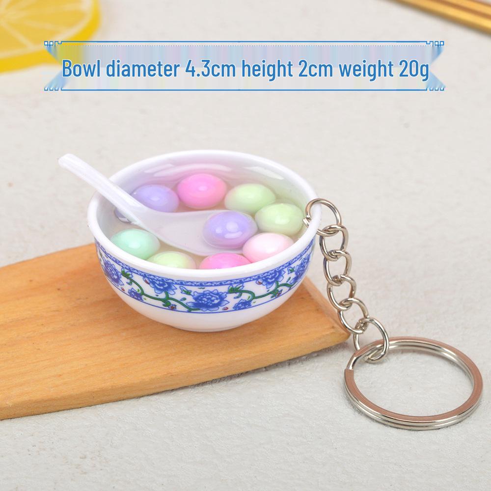 Chinese-Style Edible Toy Keychain: 4cm Simulation Food Bowl Pendant Gift