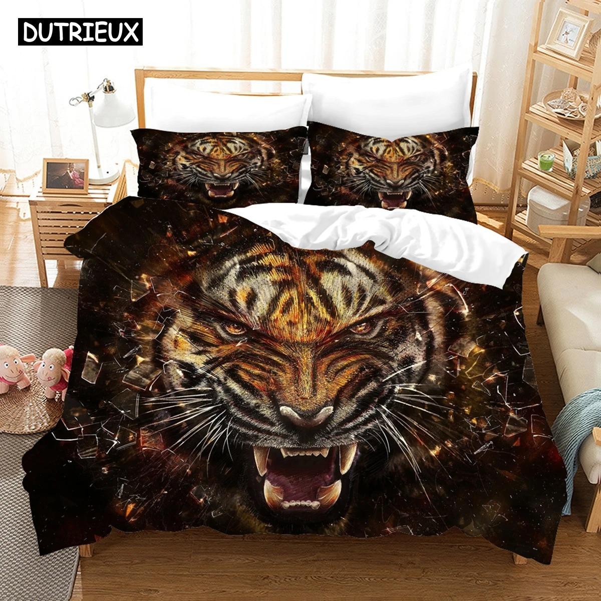 

3D Pattern Printed Soft and Comfortable Tiger Elegant Design Lion Wildness Animal Bedding Article Duvet Package Personality EU Single 135x200cm