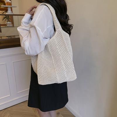 New Summer Popular Woven Bag Mesh Bag Seaside Travel Handbag Fashion Foreign Style Shoulder Bag