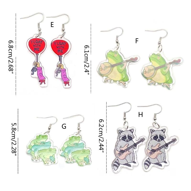Cute Mushroom Frog Earrings Drop Earrings Acrylic Cartoon Balloon Print Dangle Earrings Ear Dangles Ear Pendant for Girl