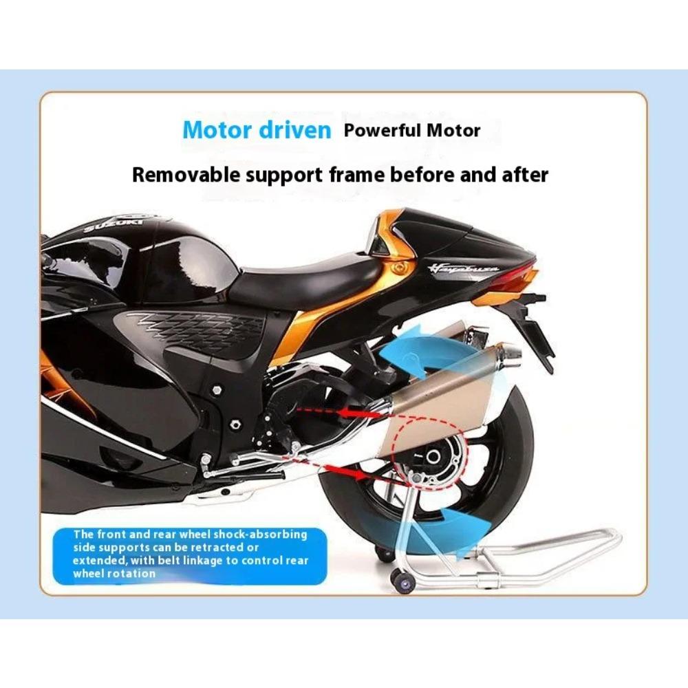 1/6 Suzuki Hayabusa Cool Alloy Motorcycle Model, Cool Sound and Light, Exhaust Pipe Sprayable, The Best Collection for Motorcycle Enthusiasts