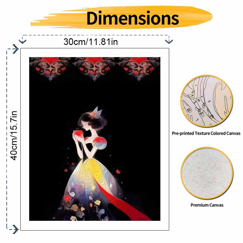 Disney Snow White Apple Oil Paint by Numbers Painting Kit Handmade Diy Home Decor Gifts Wall Art Canvas Painting Modern Artistic Decor