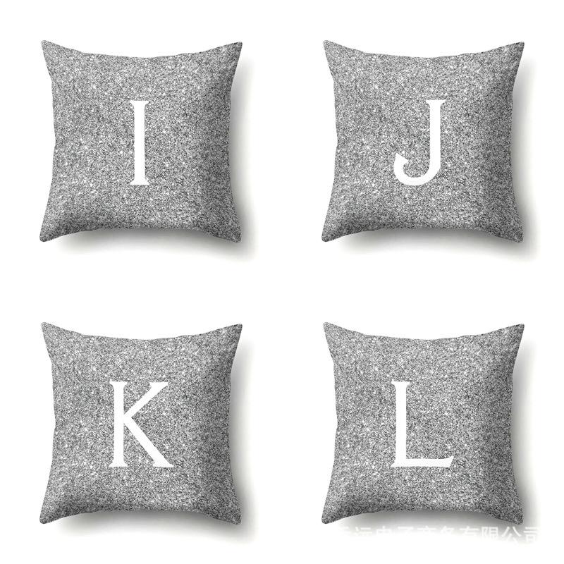 Polyester Pillowcase Home Decoration Gray Bottom Pillowcase 26 English Letter Cushion Cover