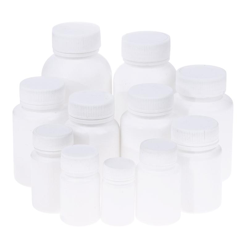 15-180ml Plastová Láhev Bílá Lékovka se Šroubovacím Víčkem Potravinářský PE Úložný Balicí Kontejner Krabička na Pilulky Pouzdro Držák