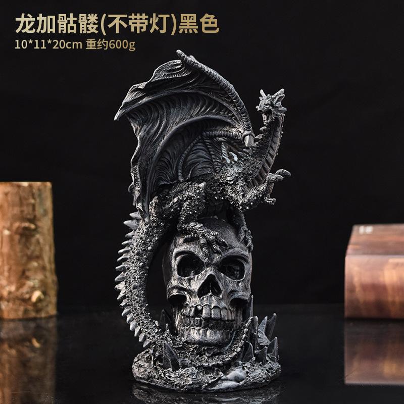 Retro Mythology Animal Statue Cerberus Dragon Griffin Ouroboros Skulls Resin Figurines Living Room Desktop Ornament Gift Toys