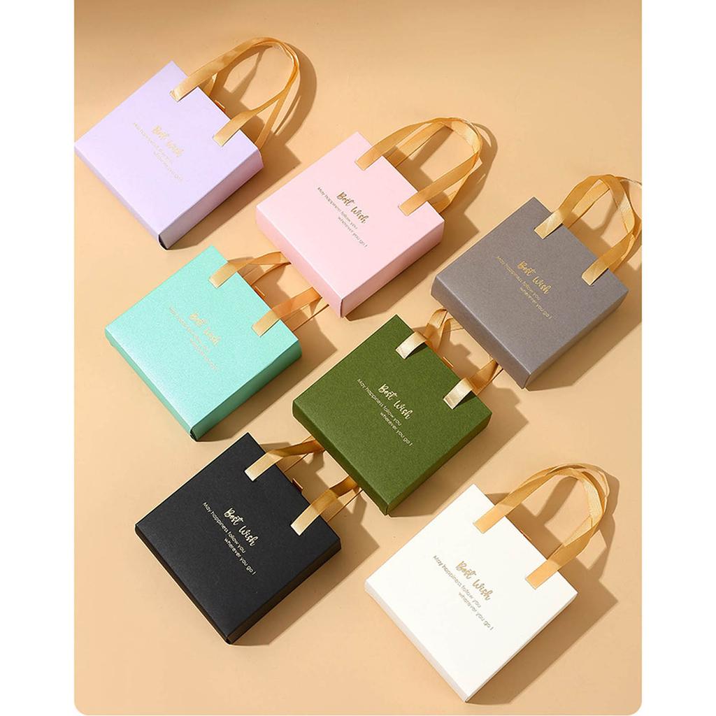Jewelry Storage Box Rings Display Case Portable Organizer Drawer Packaging Box for Necklace Bracelet with Ribbon Handle