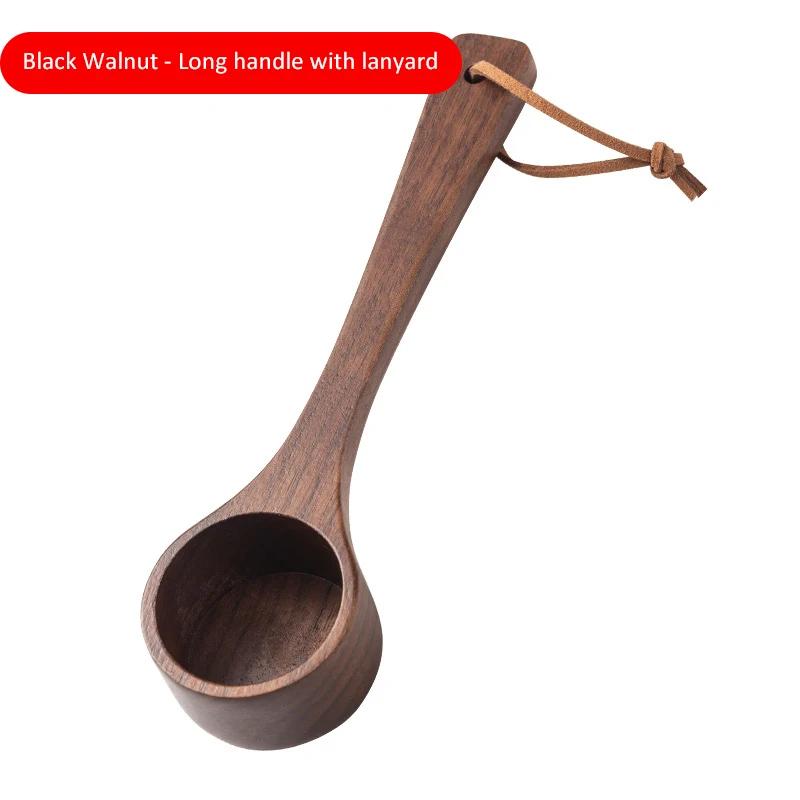 1PC Short/Long Measuring Wood Spoon Coffee Bean Kitchen Spice Cooking Spoon Sugar Coffee Scoop Salt Seasoning Honey Teaspoons