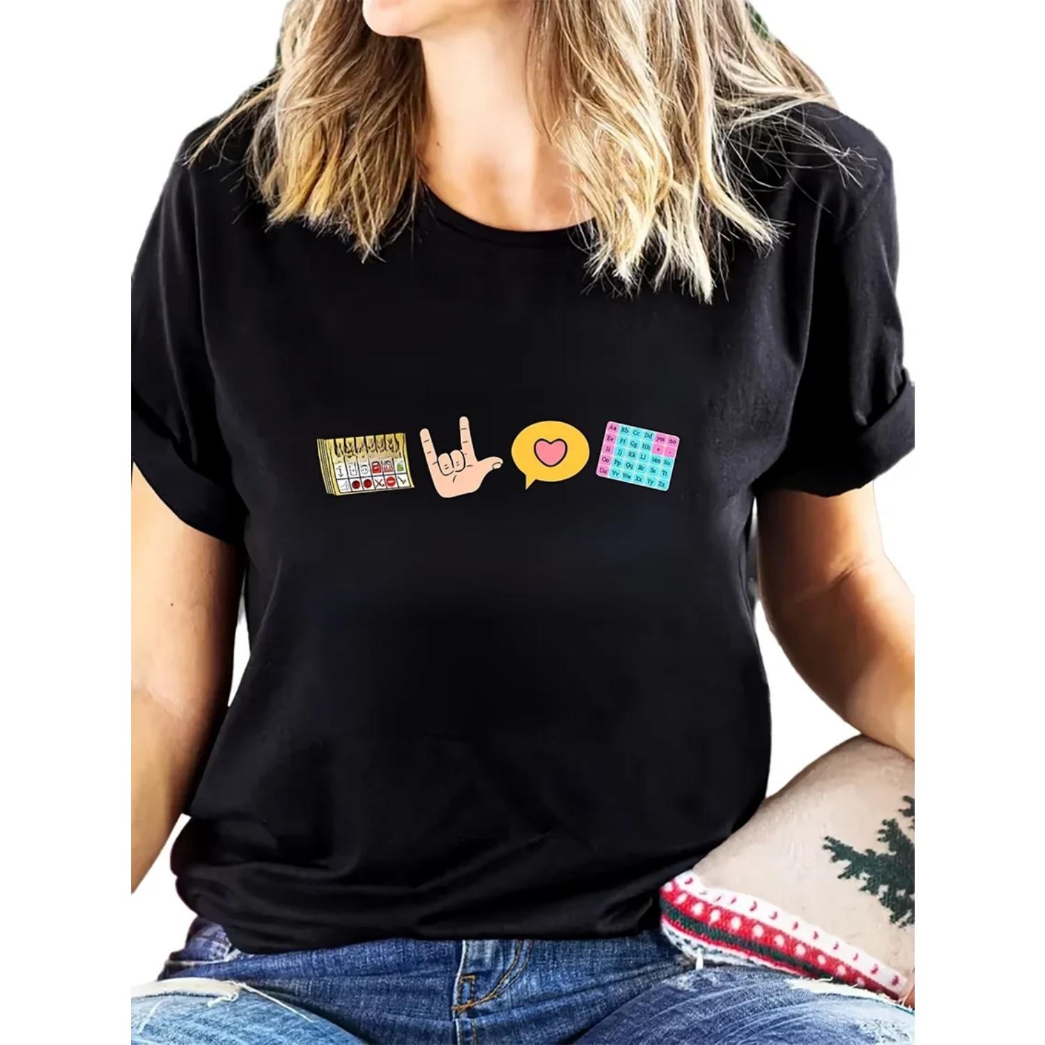 Everyone Deserves A Voice Teacher T-Shirt Print T-Shirt Crew Neck Short Sleeve T-ops Casual Every Day Tops Women s Clothing S чёрный