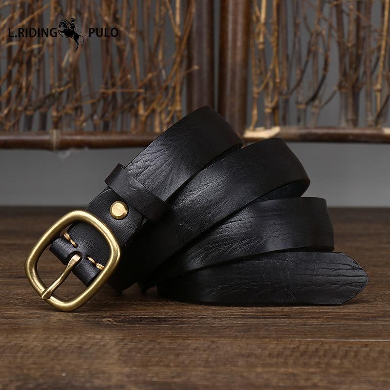 Handmade Retro Copper Buckle Ladies Belt Leather Belt Simple and Versatile Pin Buckle