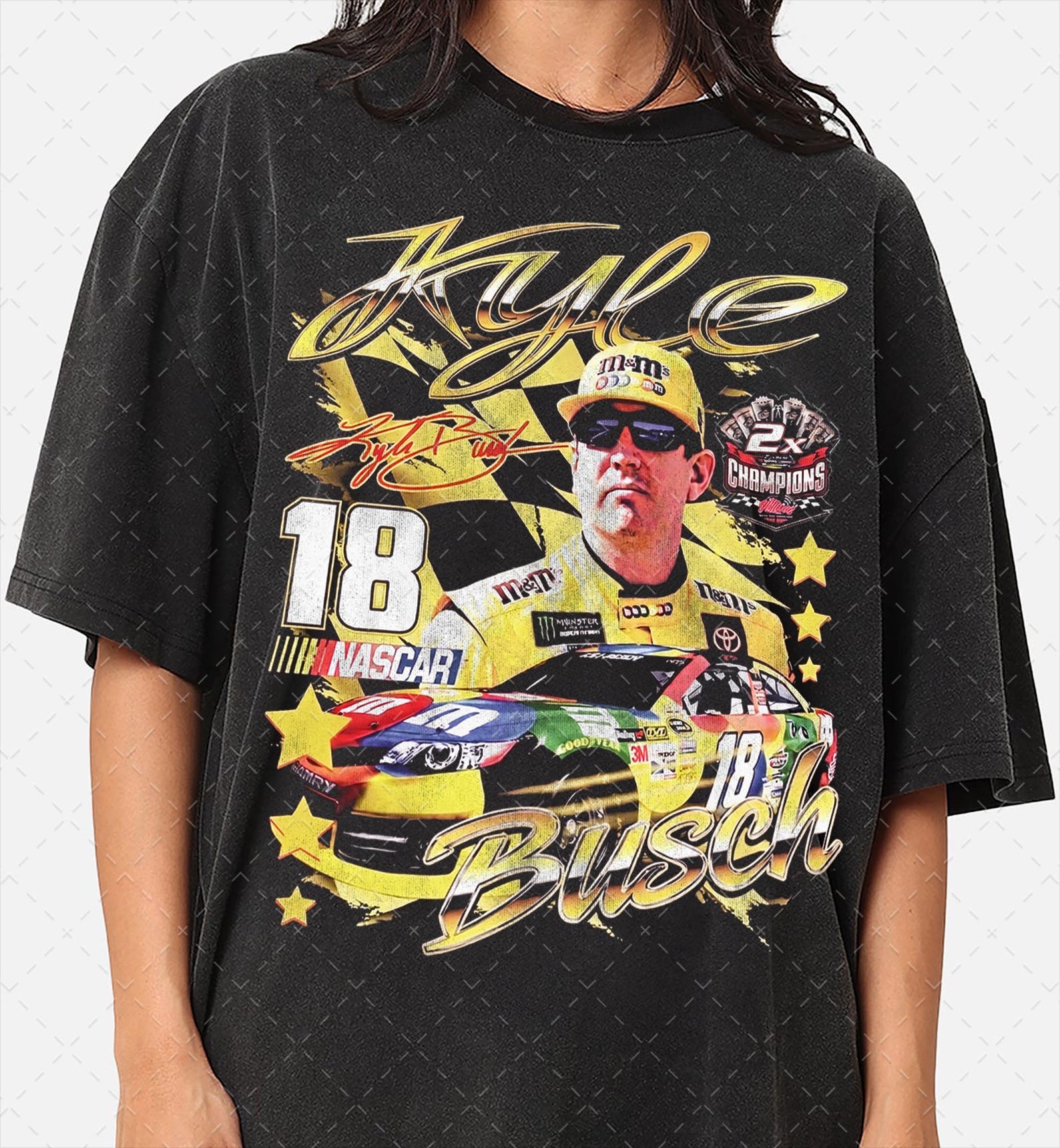 Vintage 90s Kyle Busch 18 NASCAR Racing Shirt 3XL