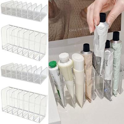 7-Slot Transparent Plastic Hand Cream Organizer Multi-Functional Makeup Holder for Home Office Bathroom Dressing Table Sorting