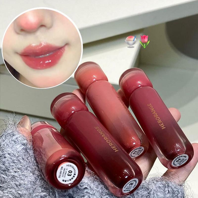 Herorange Brillo de Labios Espejo Agua Brillo de Labios Líquido Hidratante Labial Tinte Transparente Maquillaje Cosméticos Mujeres Coreanas