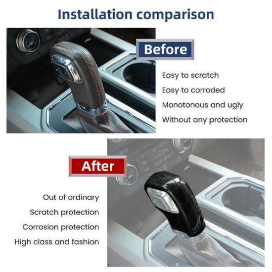 Black Wood Center Gear Shift Head Knob Decor Cover Trim For Ford F150 15-20