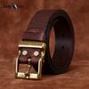Men's Belt Retro Washed Matte Top-Grain Leather Brass Buckle Genuine Leather Fashion All-Match Casual Jeans Belt