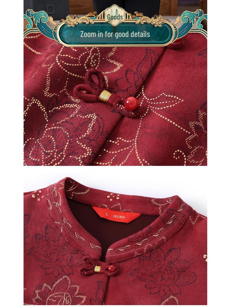 Hengyuanxiang 2025 Autumn Festive Top for Mothers - Elegant Outerwear for Middle-Aged and Elderly Women