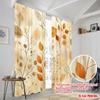Set Of 2 Flat Printing Curtains Autumn Leaves Pattern Polyester Without Electricity Family Party Perfect Holiday Made