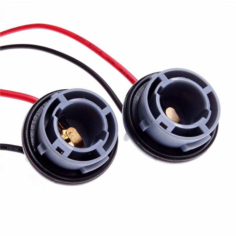 1 par de chicote de fiação de lâmpada de LED para carro, base de lâmpada para soquete de lâmpada 1156, conector adaptador, acessórios de luz de carro ABS