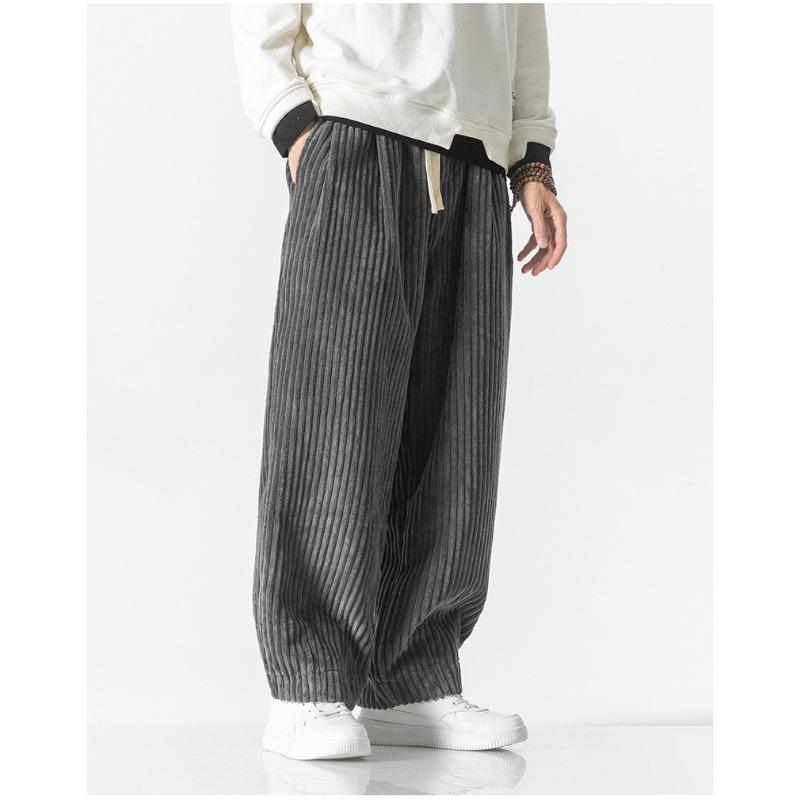 Mens Corduroy Loose Straight Chinese Style Big Size Casual Harem Long Pants