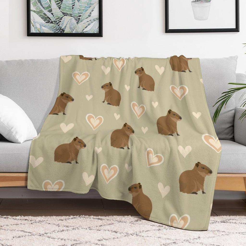 Capybara II Throw Blanket All Season Soft Lightweight Blanket for Home
