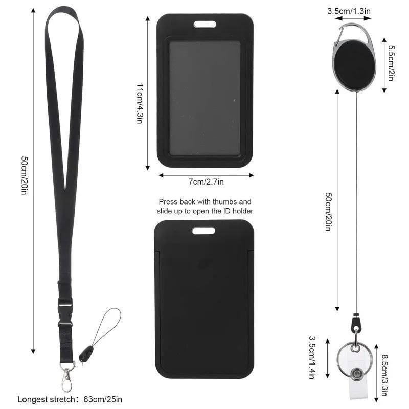 Work Permit Card Set - Rope Retractable Neck Hanging Document Card Set - Chest Tag Access Control Hard Shell Protective Set