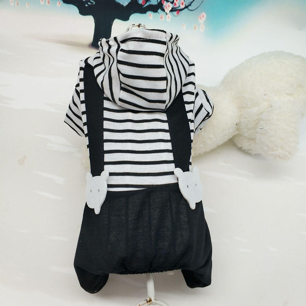 

Black Striped Trousers Small Pet Clothes Puppy Winter Apparels білий