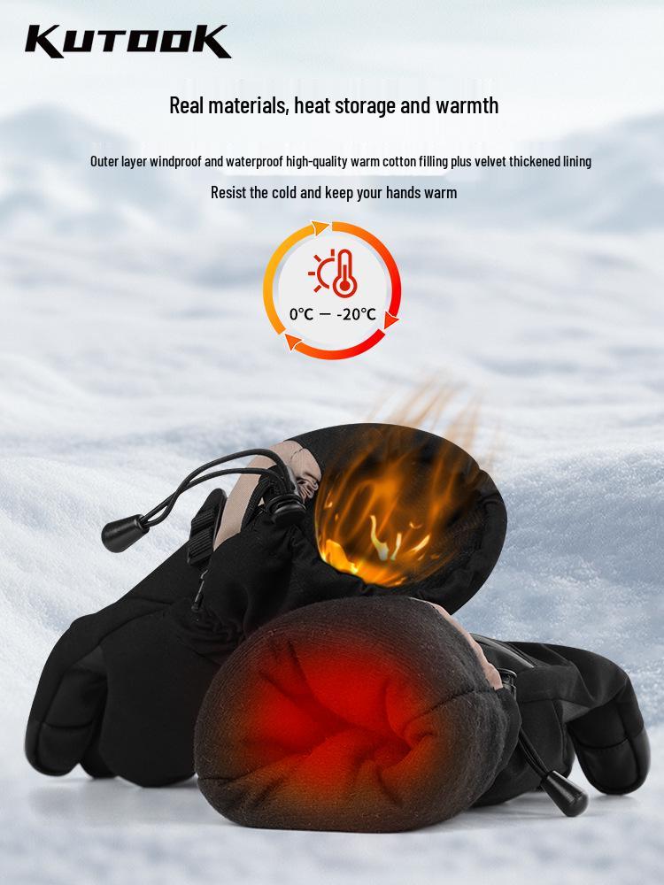 KUTOOK Ski Gloves: Touchscreen, Waterproof, Windproof, Warm, Anti-slip, Shock Absorbent, Finger Separation M