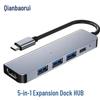 Five-in-One Type-C Expansion Dock: HDMI, Card Reader & USB Hub Converter
