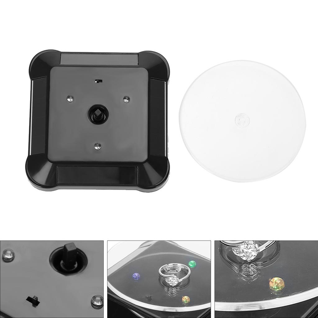 Solar Showcase 360 Rotating Turntable Watch Phone Jewelry Display Stand LED Light(White)