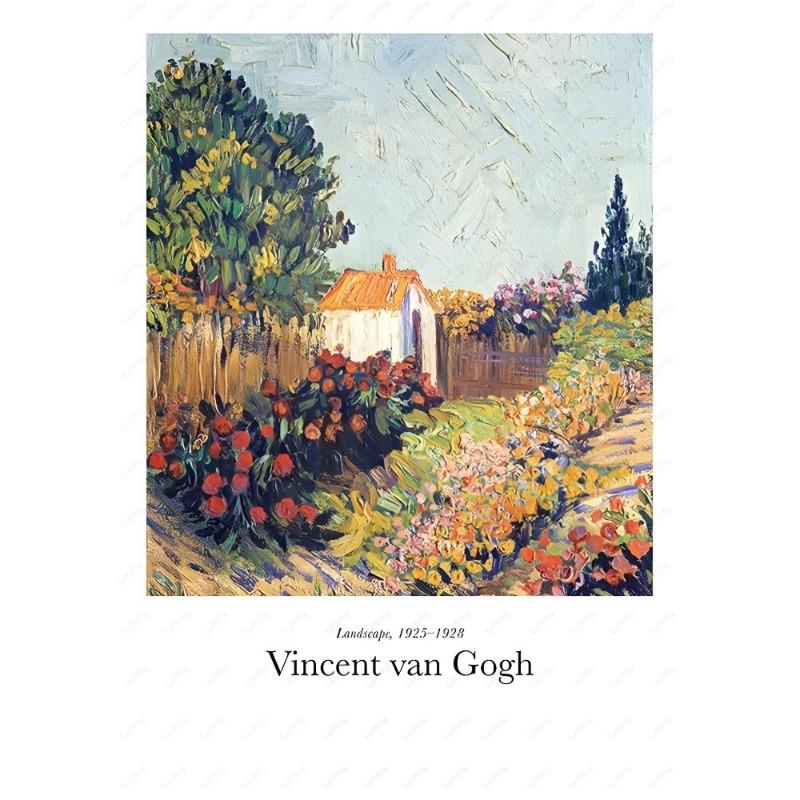 Van Gogh Oil Art Wildflower Starry Sunflower Poster Sticky Wall Art Printing Waterproof Home Living Bed Room Bar Aesthetic Decor