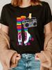 Lebendiger Retro-Rollschuh-Print Sommer-T-Shirt, Damen Kurzarm Rundhals-T-Shirt, Das Perfekte Lässige Sommer-Outfit.