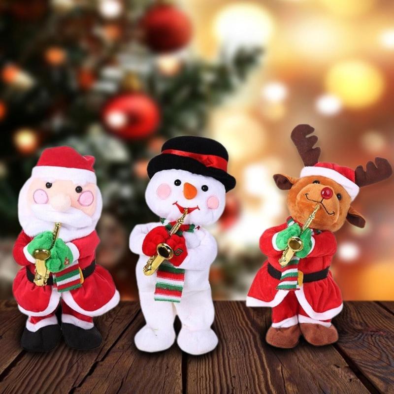 Christmas Gift Miniature Santa Claus with Saxophone Handmade Lovely Toy Holiday Twisting Santa Snowman Reindeer