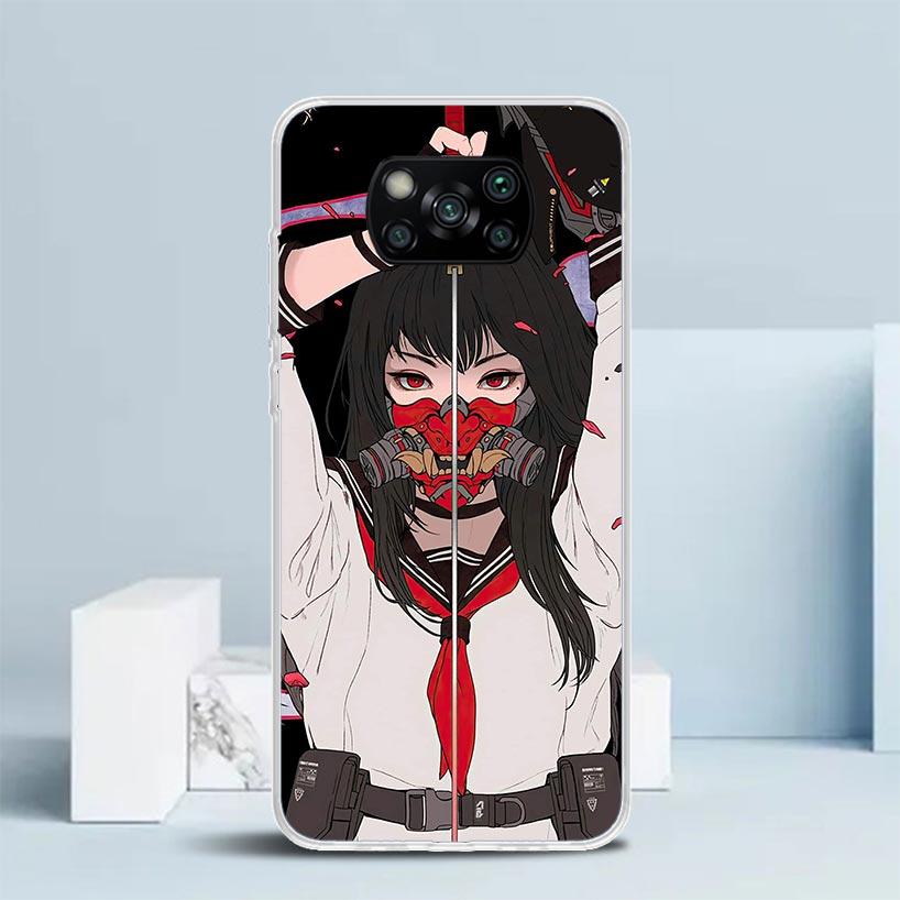 Japanese Style Anime Girl Phone Case For Xiaomi Poco F7 Ultra X5 X6 X7 Pro M7 Redmi 15C 15 13C 13 12C 12 10C 10 10A 9 9C 9A 9T C